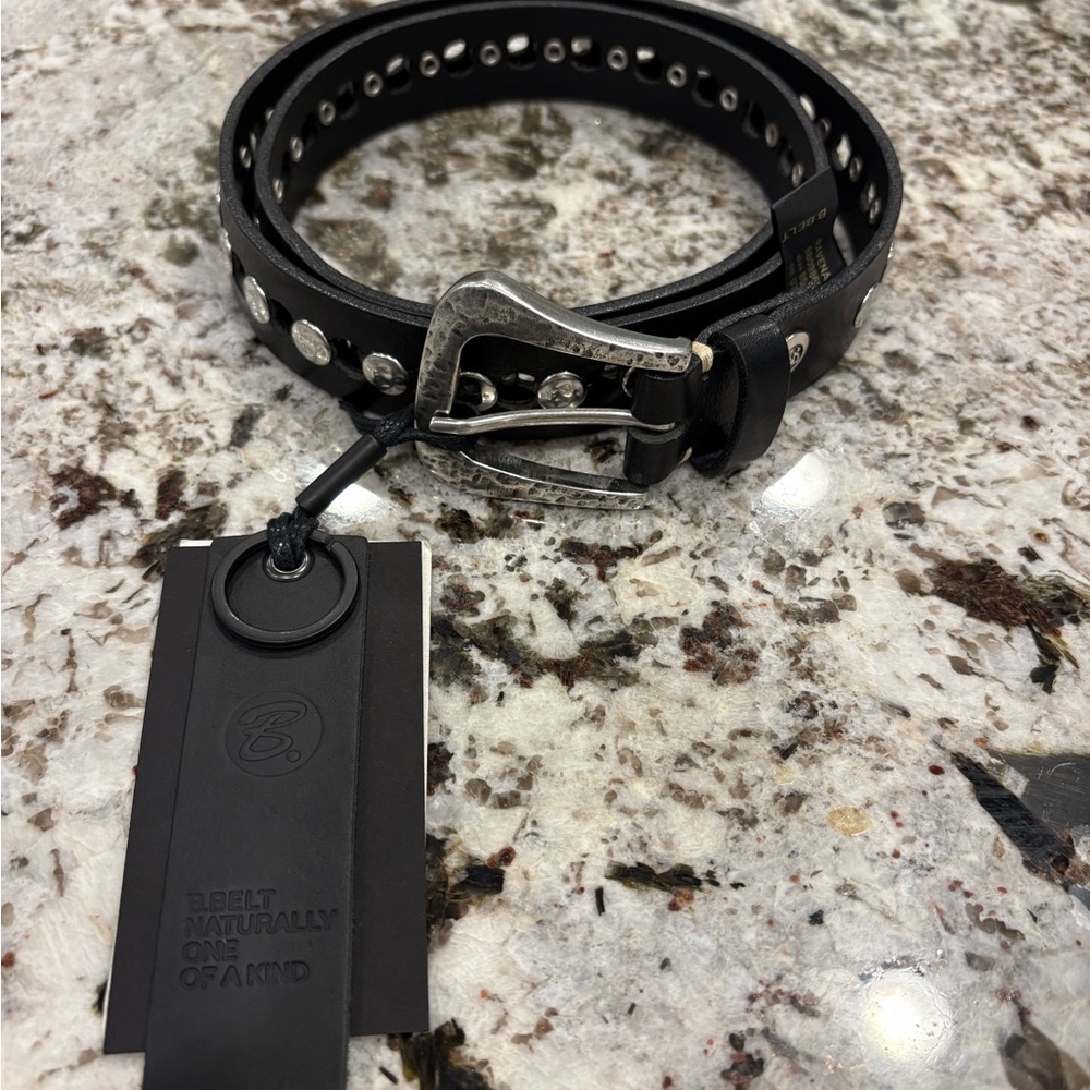NWT Studded B Belt Ravena leather belt (85 cm size Small) black silver - Picture 12 of 12